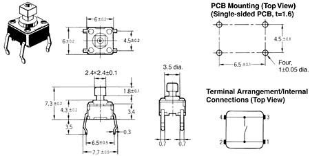 mikrospínač B3F-1052