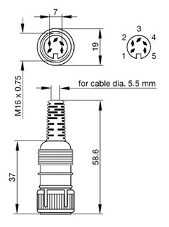 DIN šroubovací zásuvka MAK5100
