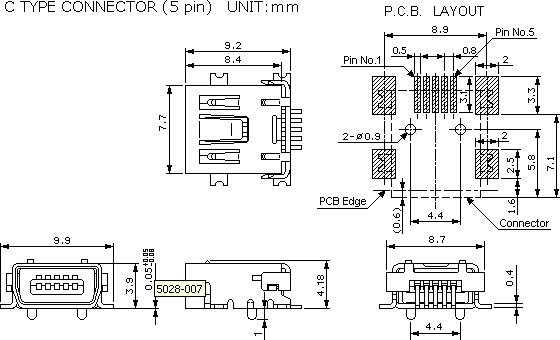 konektor USB-MINI-C5-ZPS90 SMD
