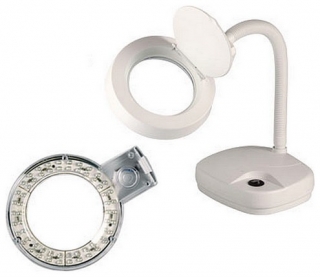 stolní LUPA s podsvětlením, čočka 80mm 3/8 dioptrií