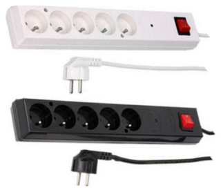 prodlužovák s přepěťovou ochranou PS-5P s možností připevnění na stěnu, délka 5m, bílý