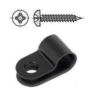 venkovní příchytka pro kabel, průměr svazku 6,5mm, sada s nerez (A2) vrutem 3,9x13mm, odolná UV