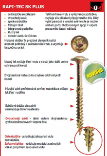 stavební vrut RAPI-TEC SK PLUS 5x100mm talířová hlava